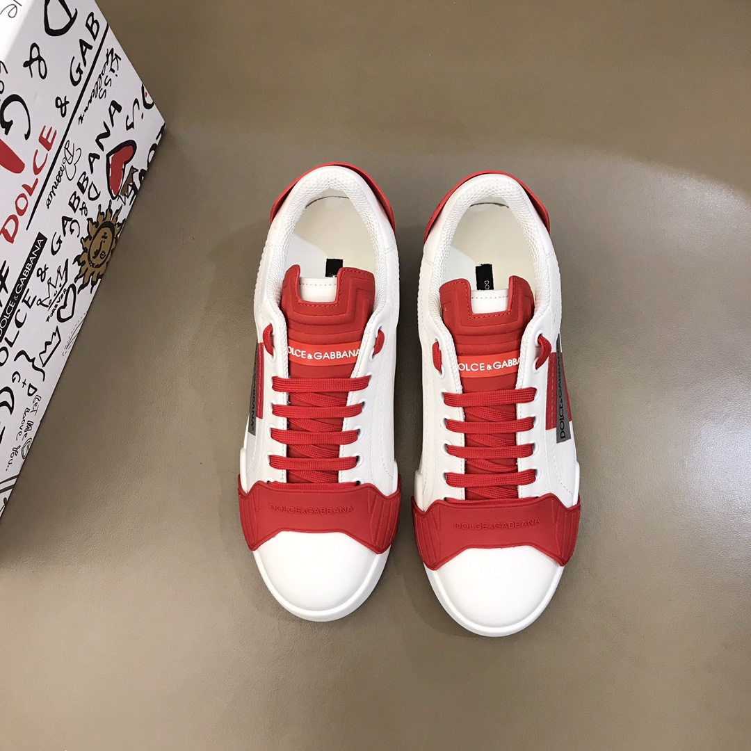 DG Sneaker Portofino in White with Red Logo