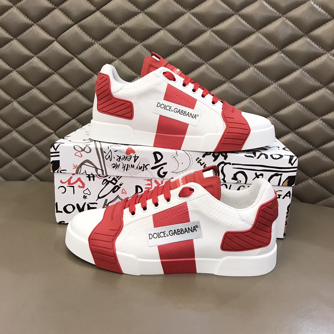 DG Sneaker Portofino in White with Red Logo