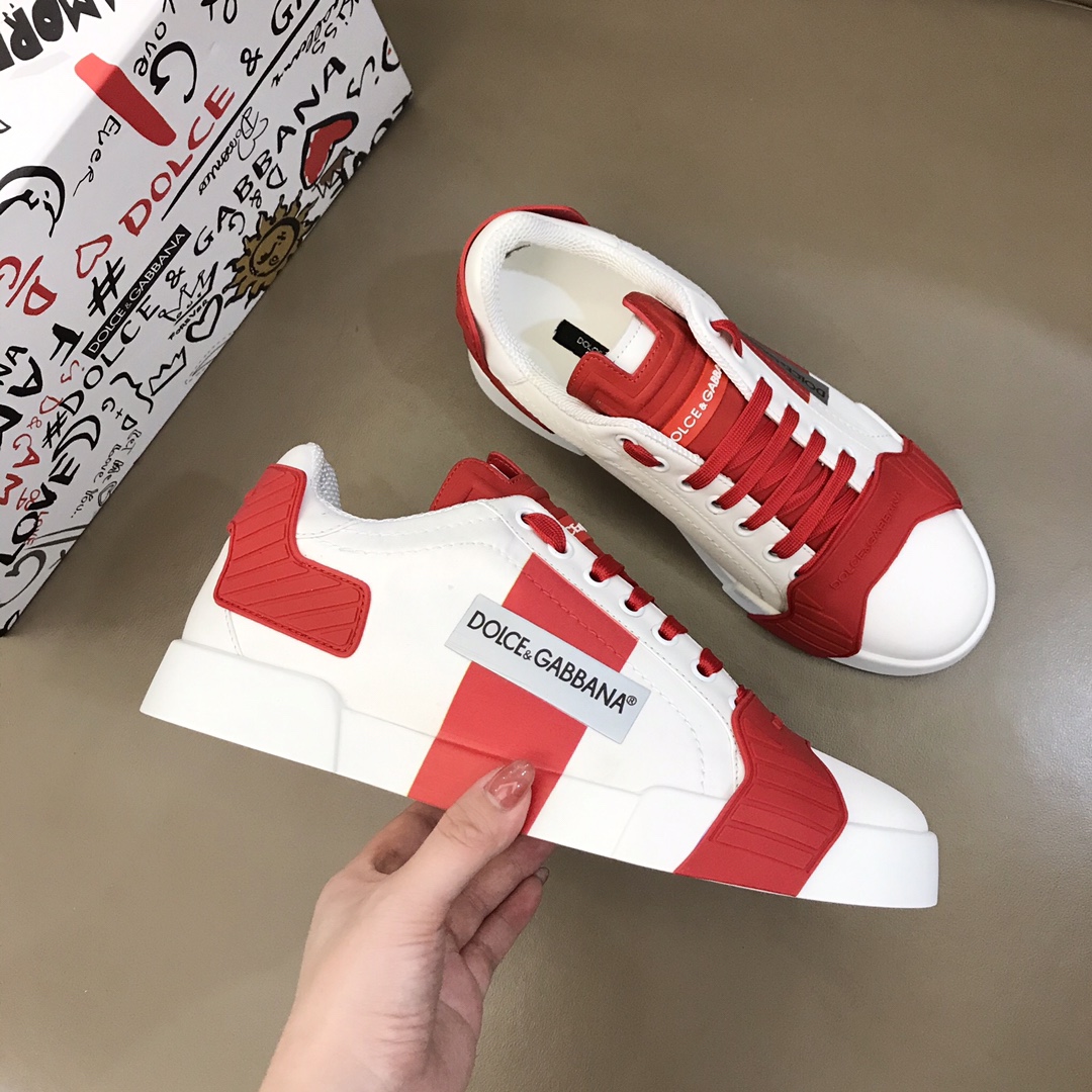 DG Sneaker Portofino in White with Red Logo