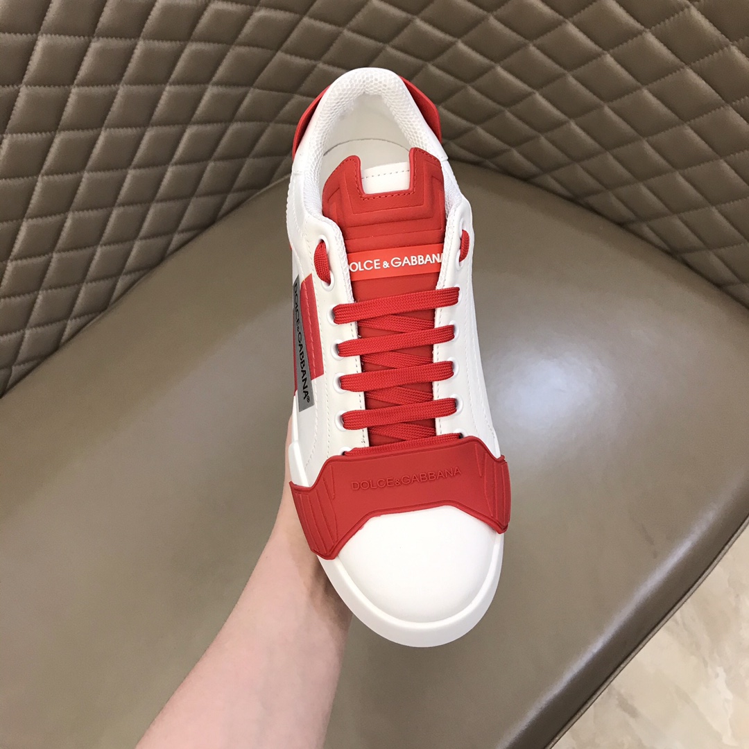 DG Sneaker Portofino in White with Red Logo