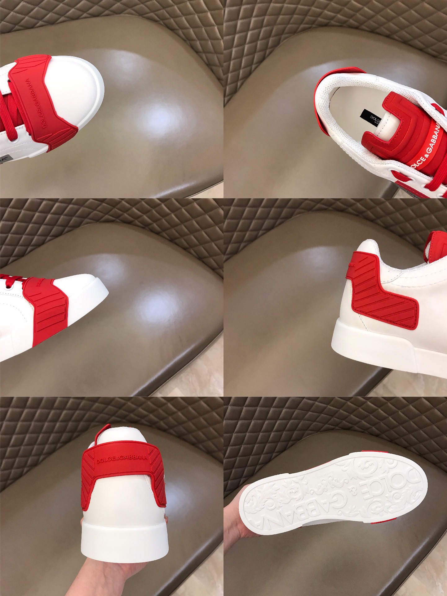 DG Sneaker Portofino in White with Red Logo