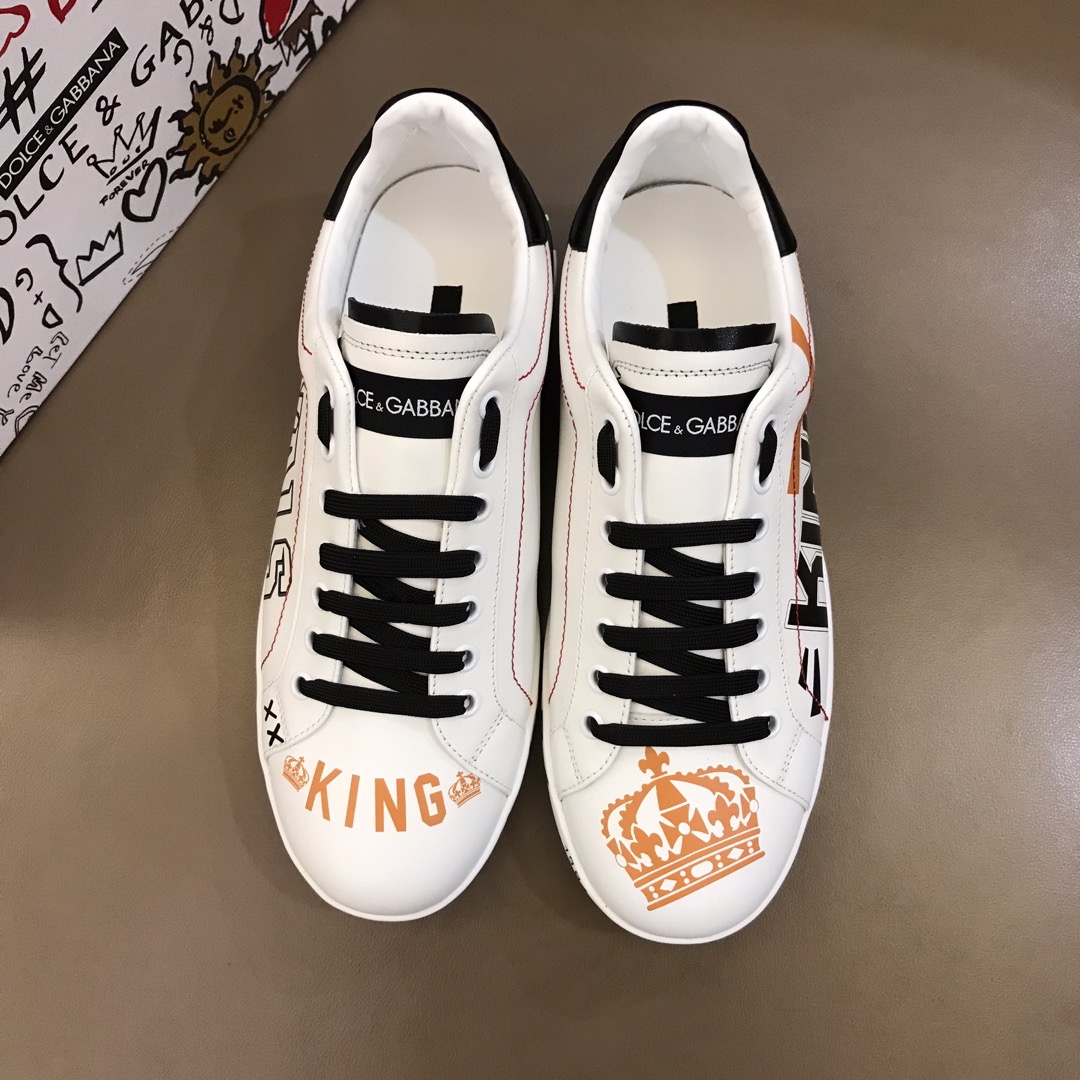 DG Sneaker Portofino in White with Orange Logo