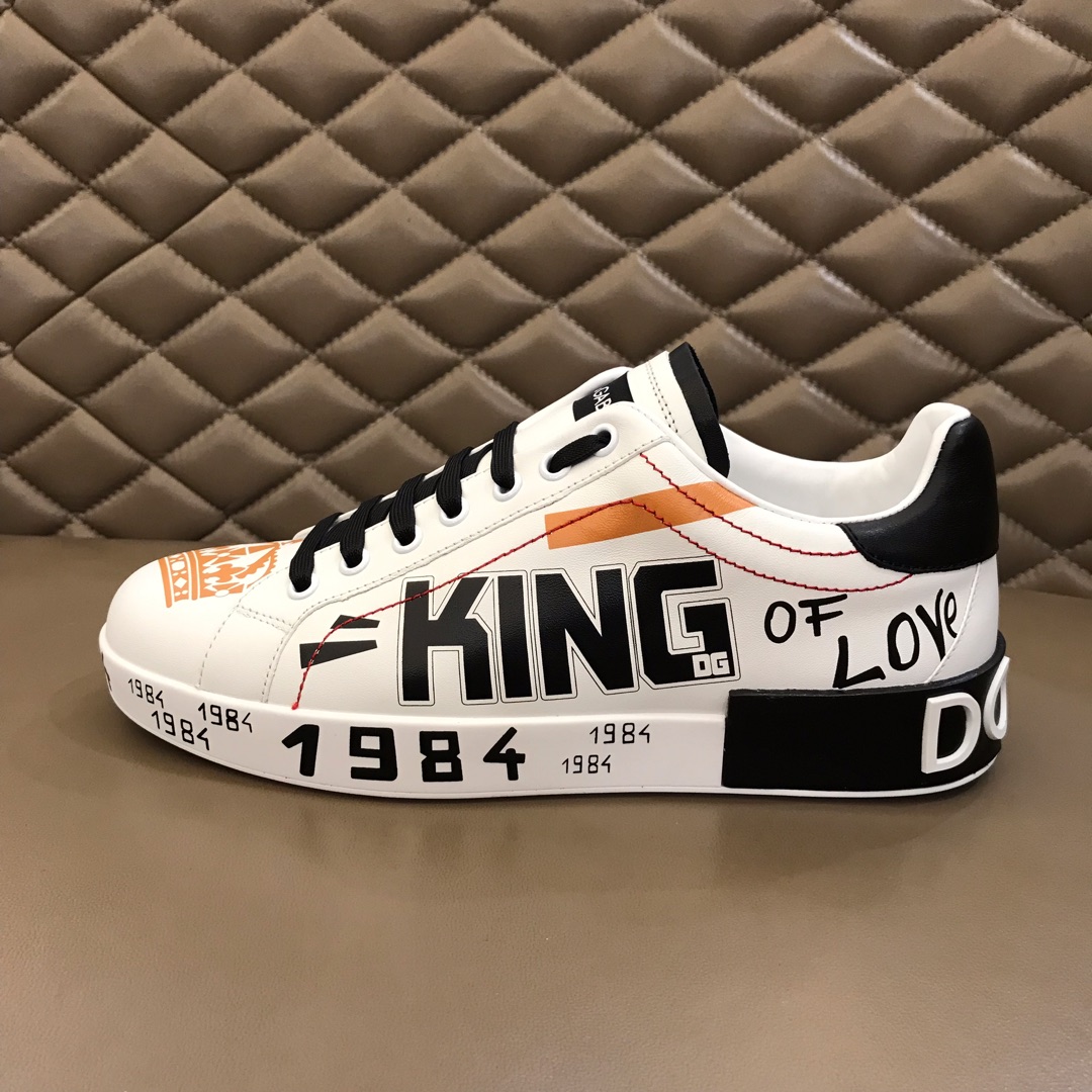 DG Sneaker Portofino in White with Orange Logo