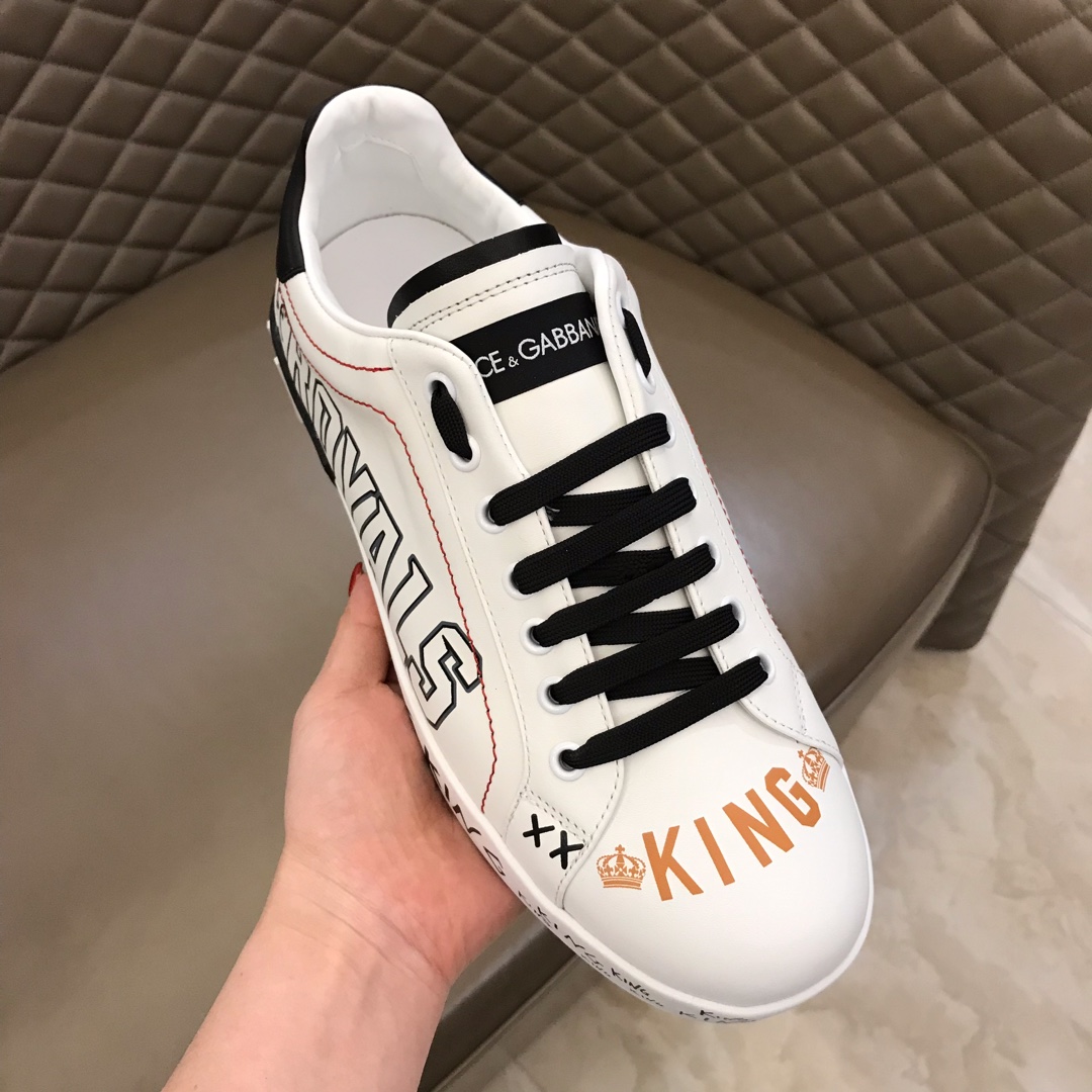 DG Sneaker Portofino in White with Orange Logo