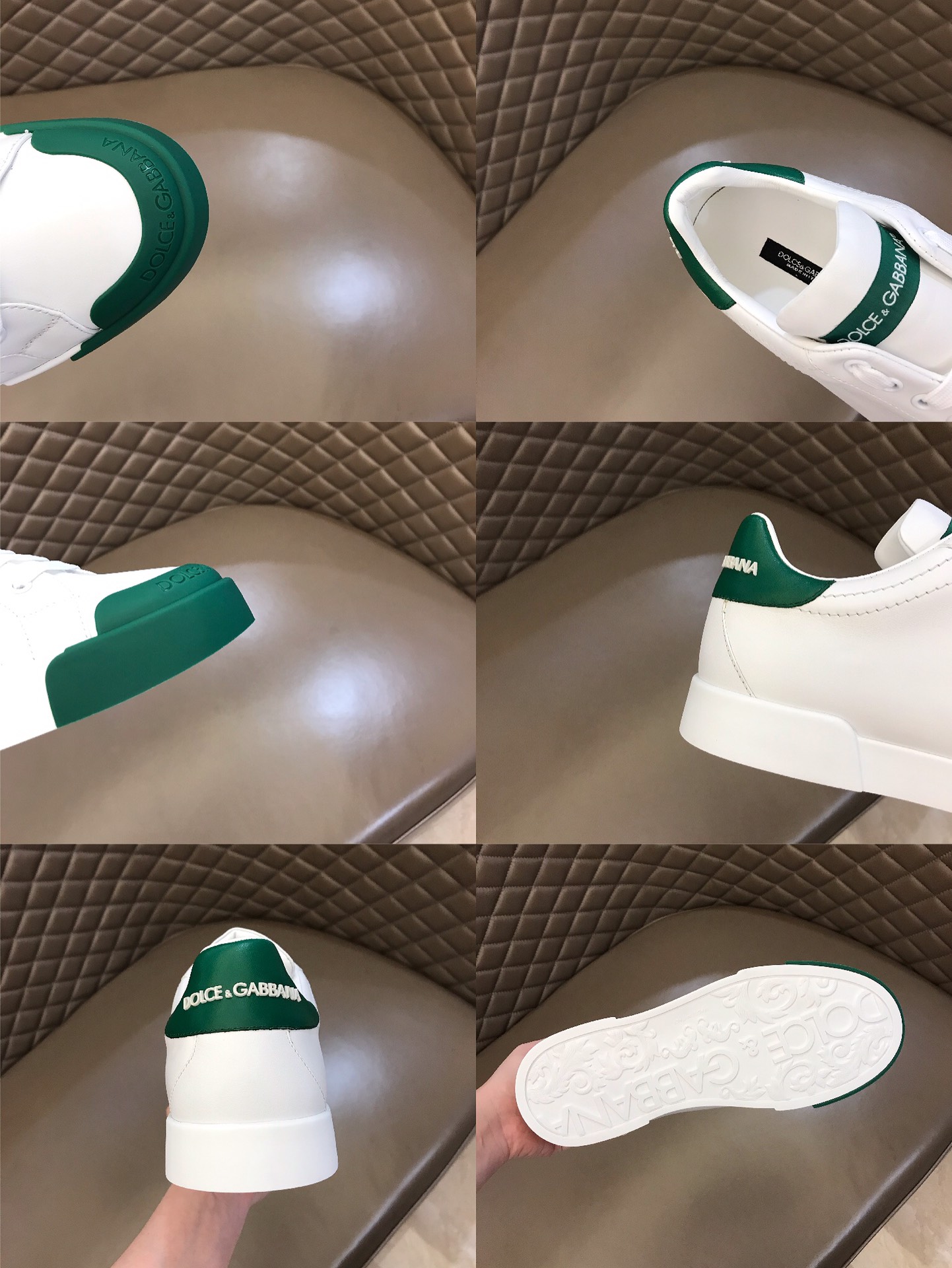 DG Sneaker Portofino in White with Green sole