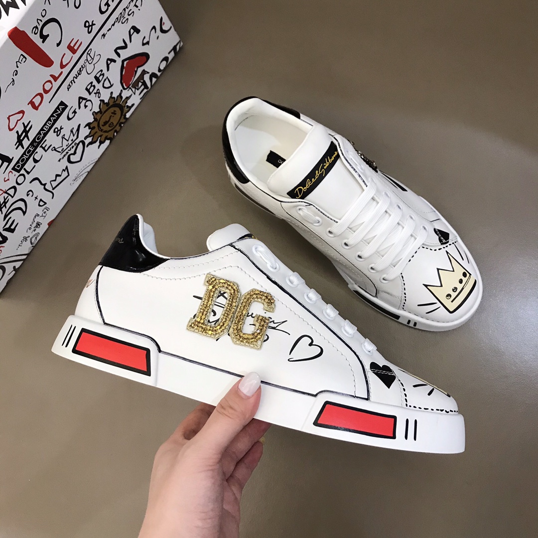 DG Sneaker Portofino in White with Crown