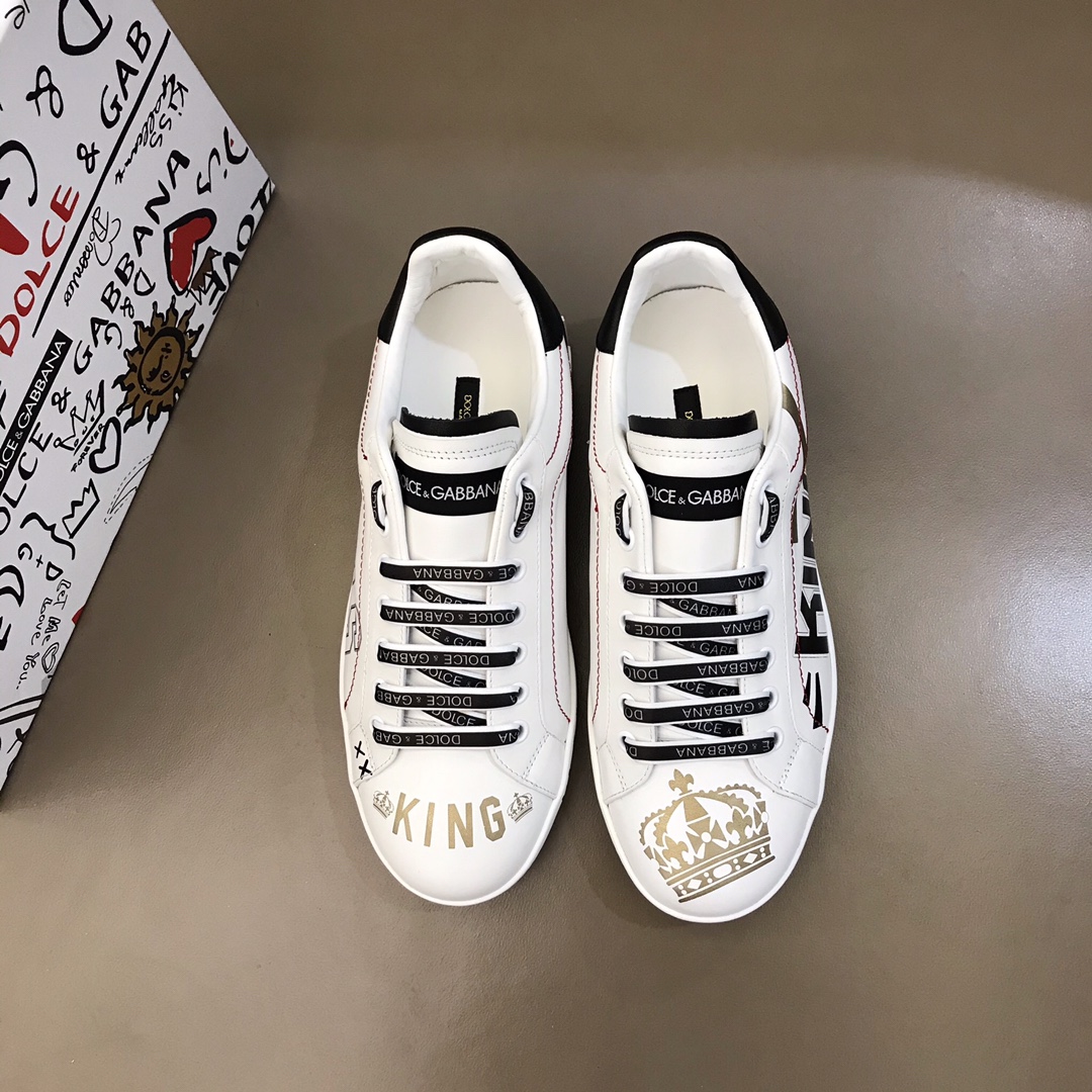 DG Sneaker Portofino in White with Black words