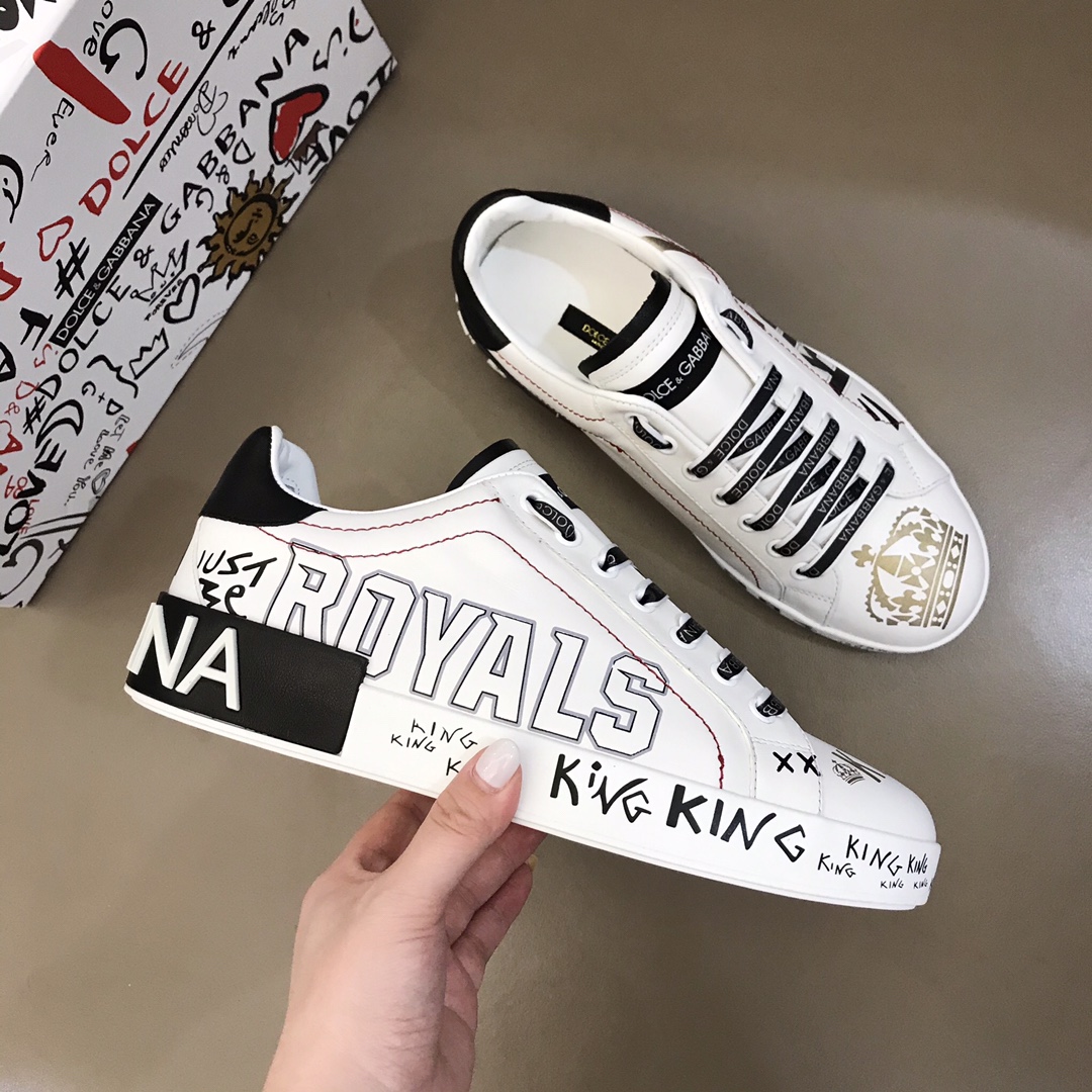 DG Sneaker Portofino in White with Black words