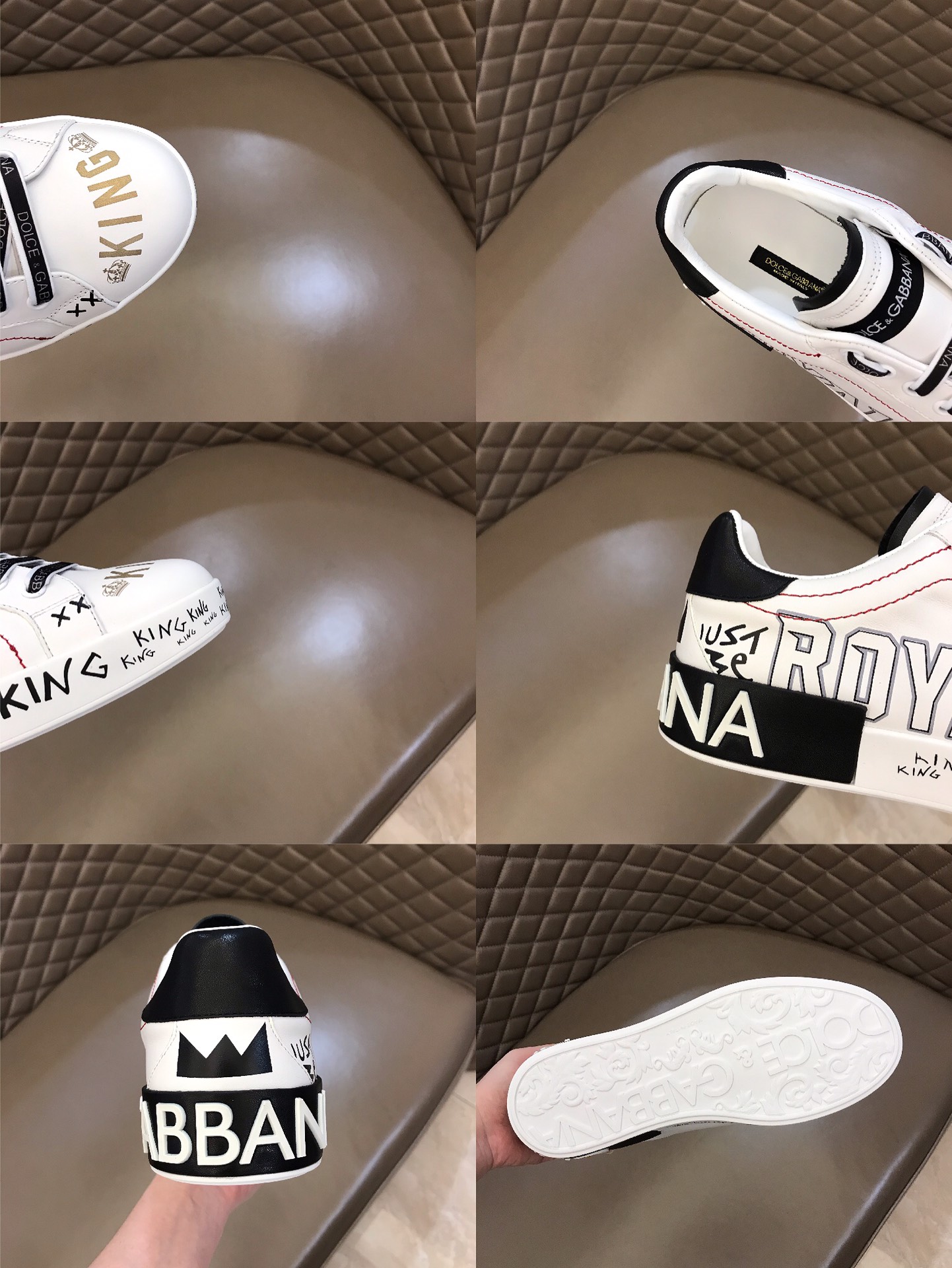 DG Sneaker Portofino in White with Black words