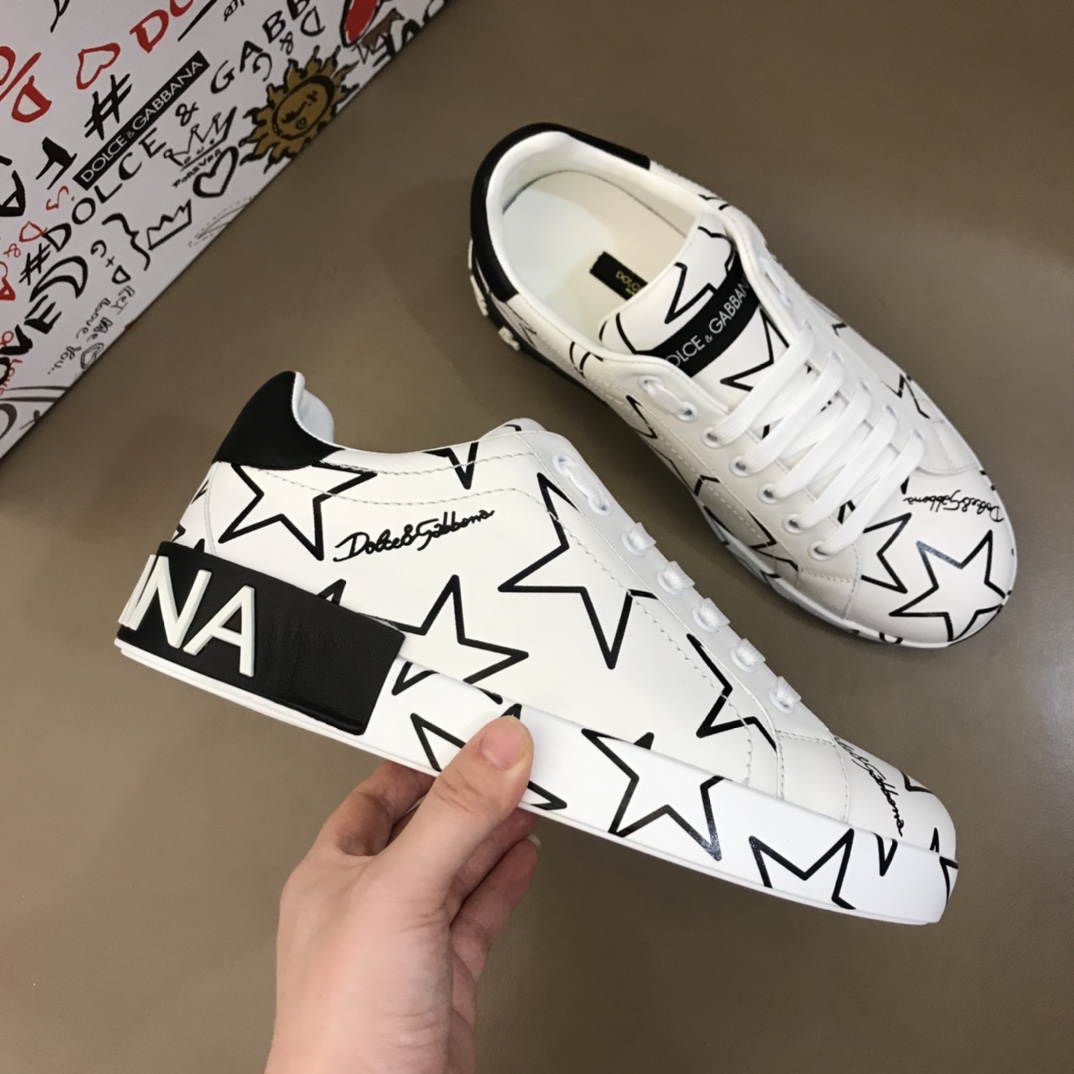 DG Sneaker Portofino in White with Black stars