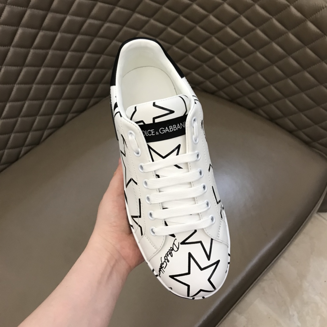 DG Sneaker Portofino in White with Black stars