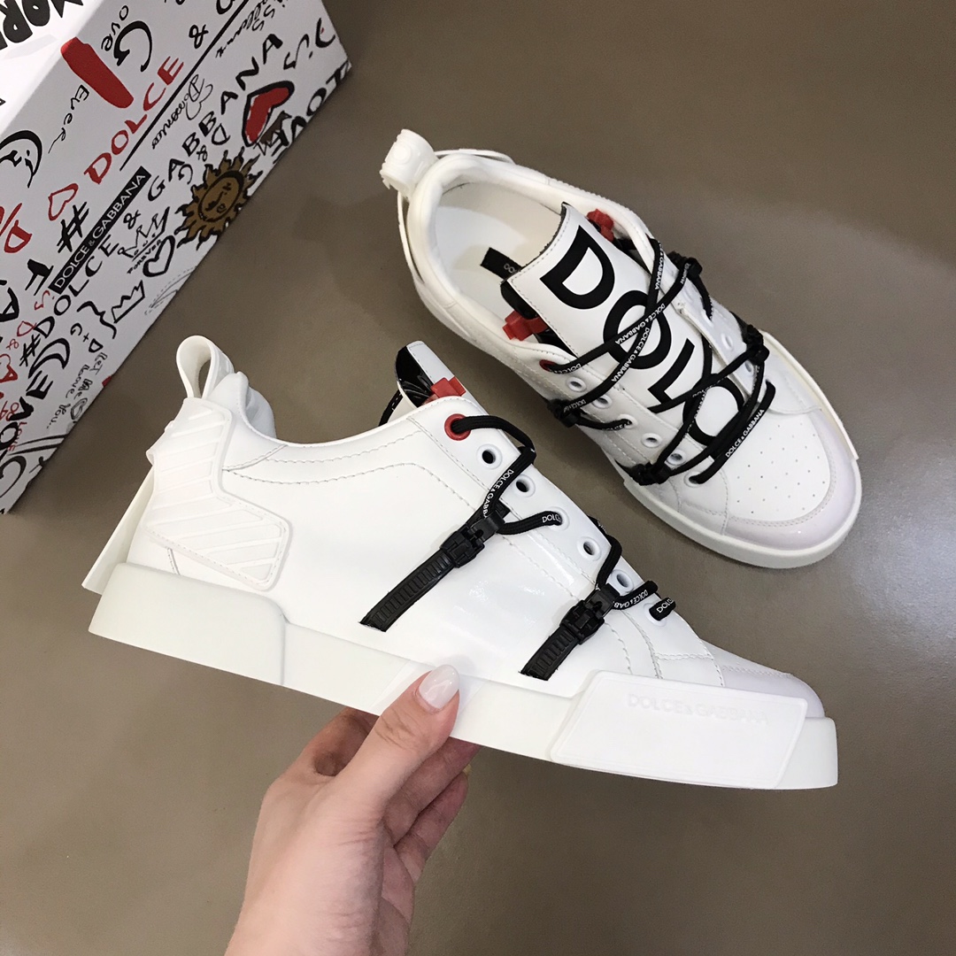 DG Sneaker Portofino in White with Black Logo