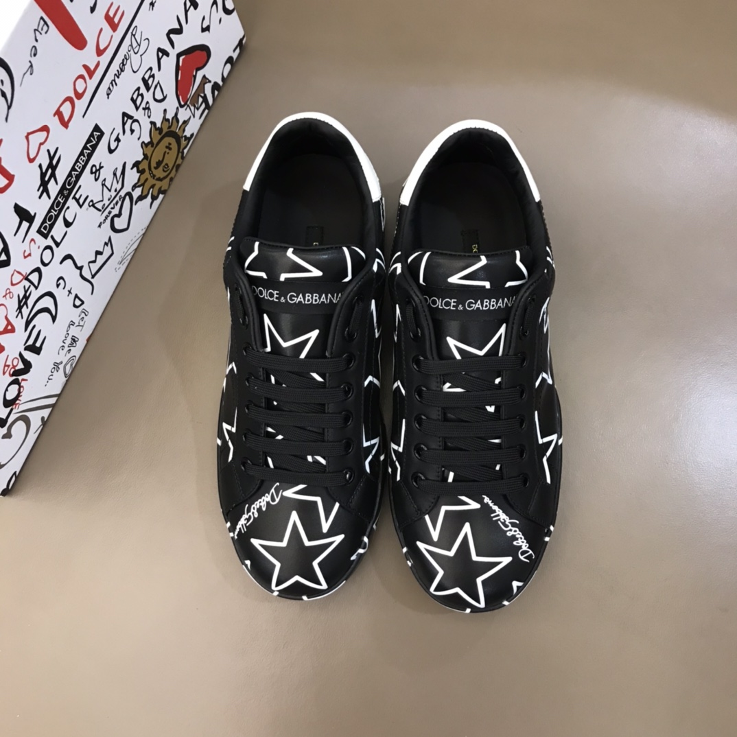 DG Sneaker Portofino in Black with White stars