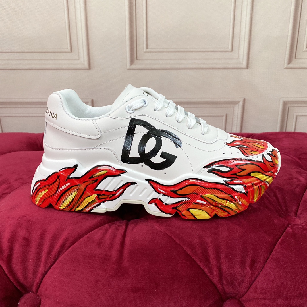 DG Sneaker Hand drawn in White with Red and Black