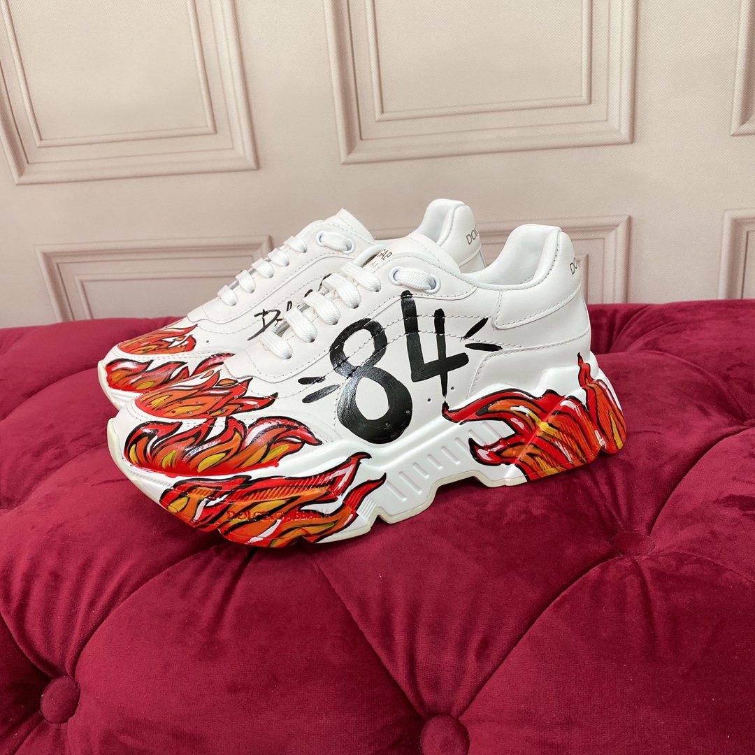 DG Sneaker Hand drawn in White with Red and Black