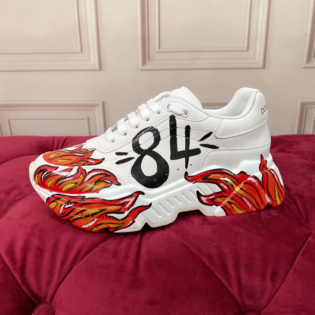 DG Sneaker Hand drawn in White with Red and Black