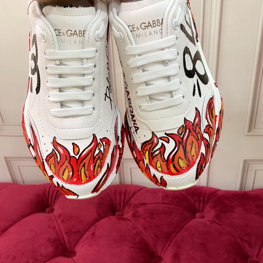 DG Sneaker Hand drawn in White with Red and Black