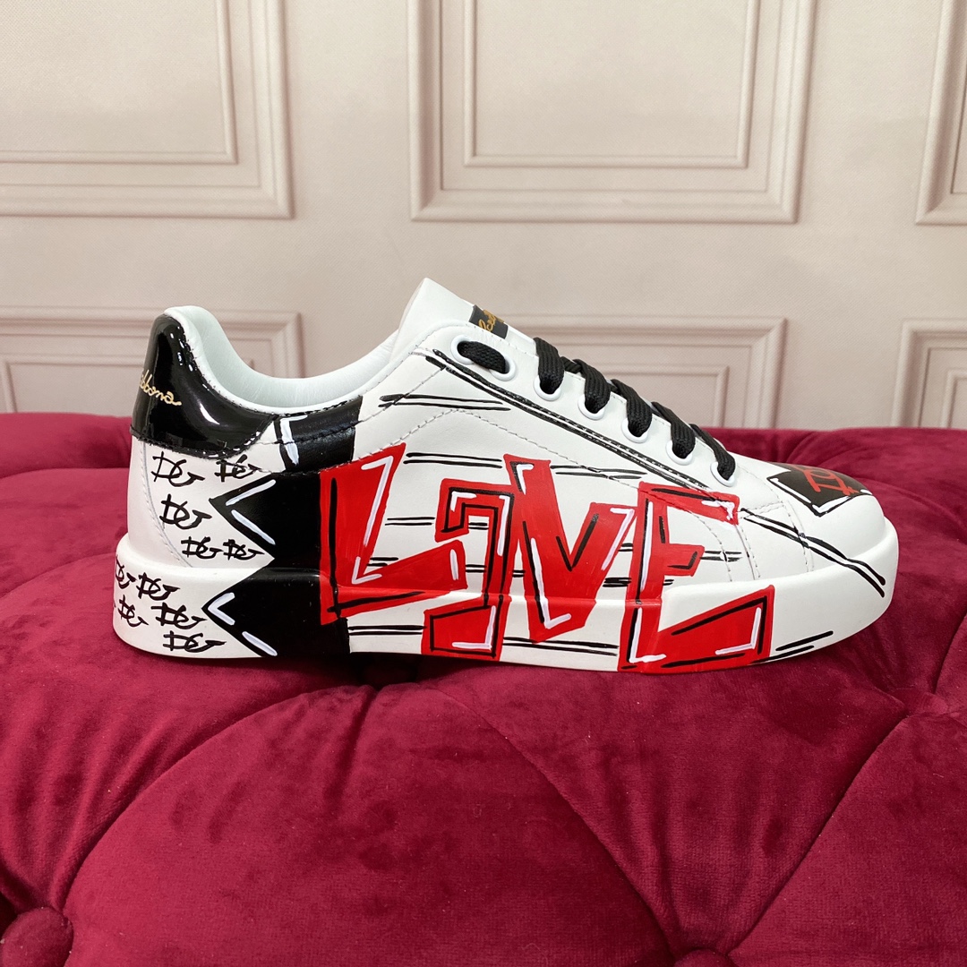 DG Sneaker Hand drawn in White with Red and Black