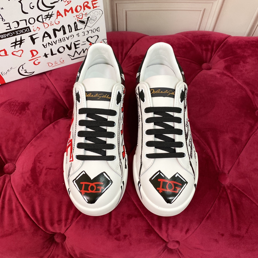 DG Sneaker Hand drawn in White with Red and Black