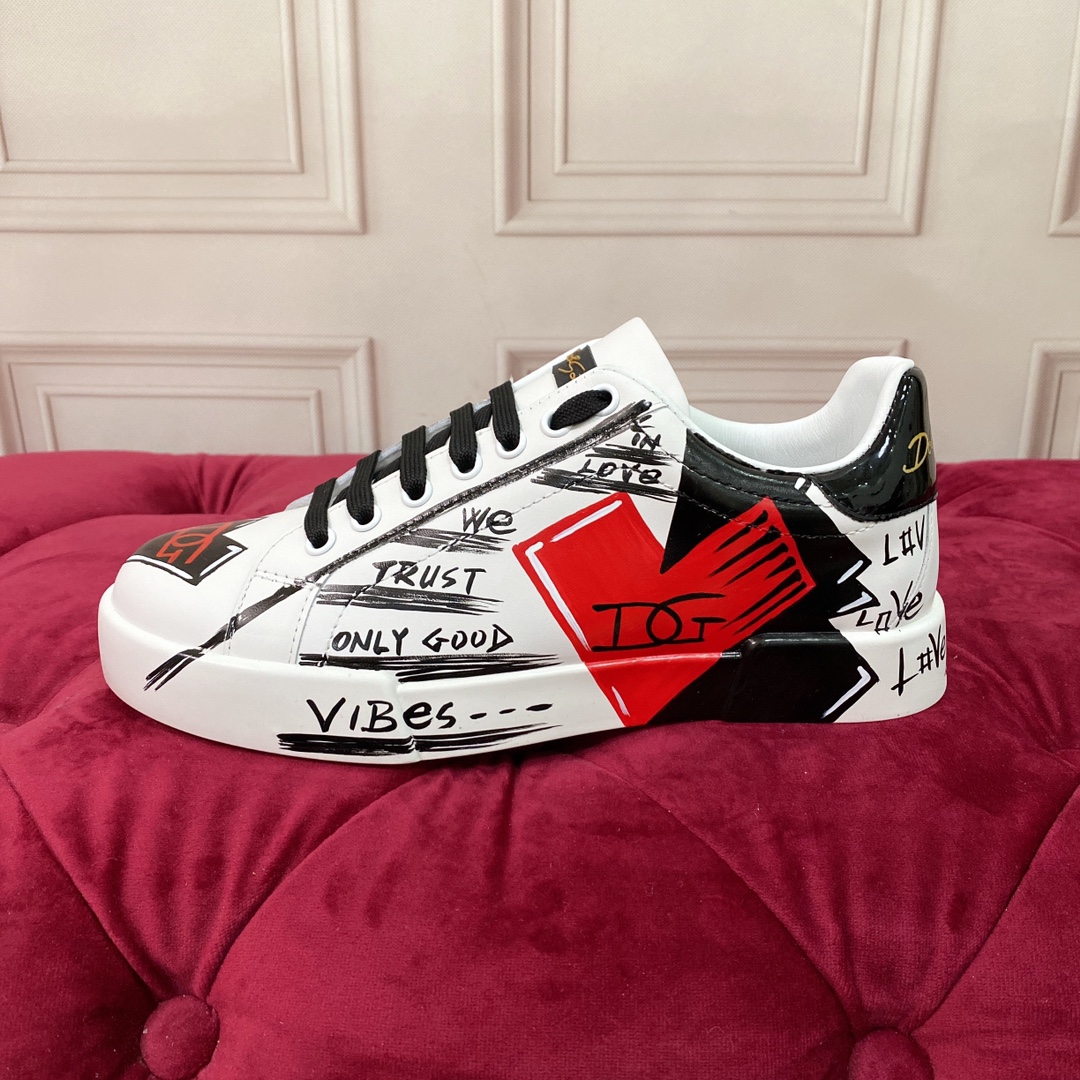 DG Sneaker Hand drawn in White with Red and Black