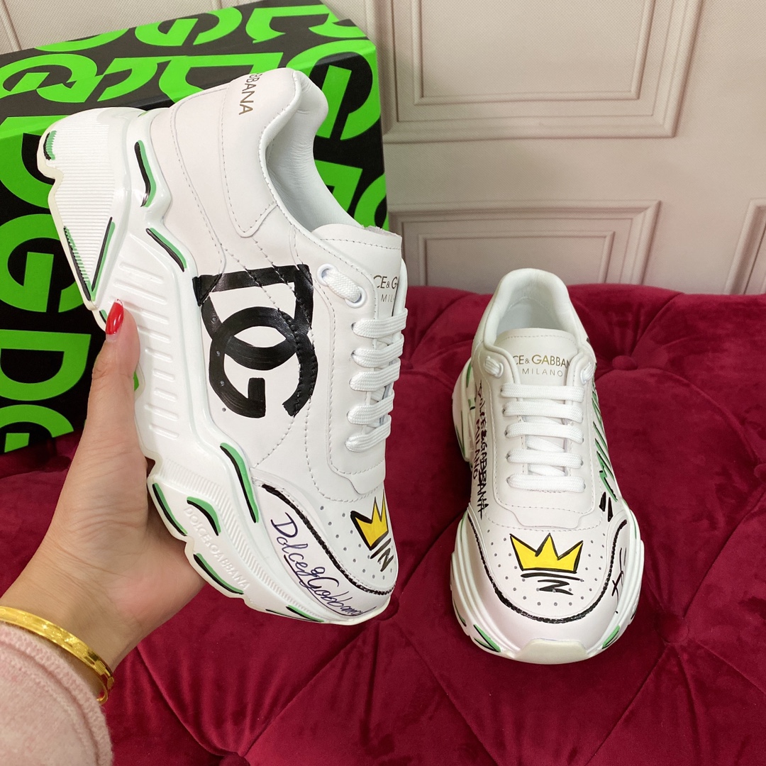 DG Sneaker Hand drawn in White with Greed and Blac