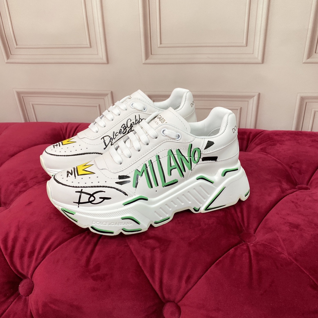 DG Sneaker Hand drawn in White with Greed and Blac