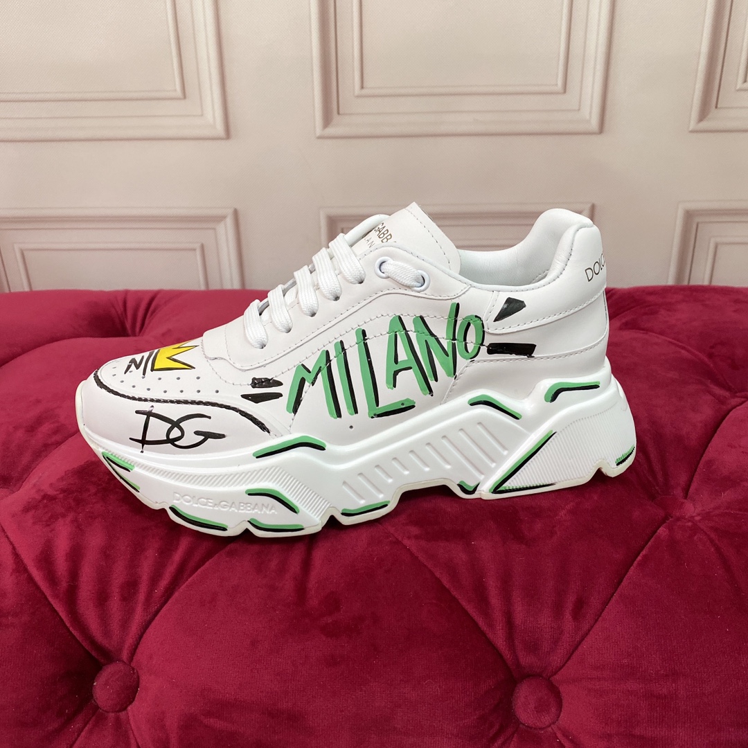 DG Sneaker Hand drawn in White with Greed and Blac