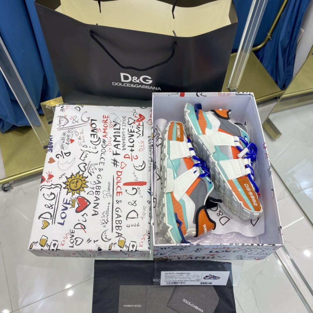 DG Sneaker Daymaster in White with Orange and Blue