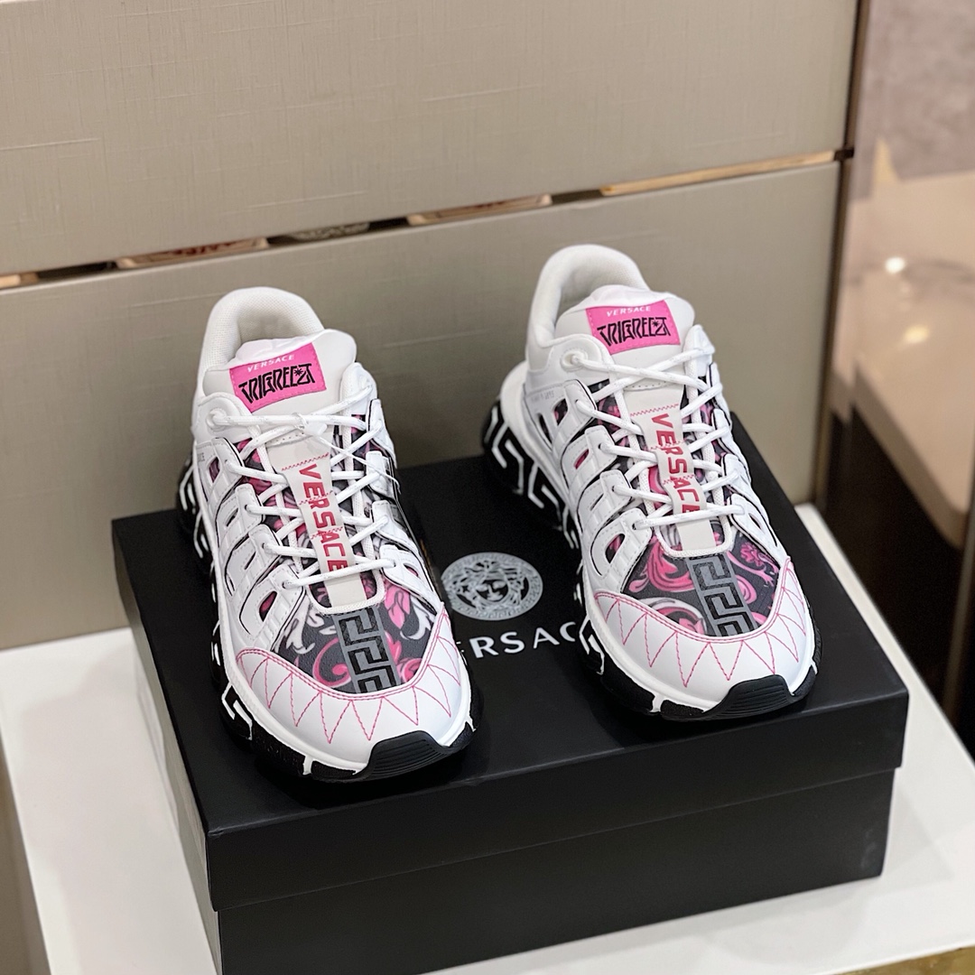 Versace Sneaker Trigreca in White with Pink