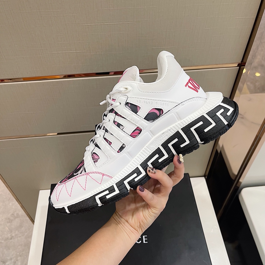 Versace Sneaker Trigreca in White with Pink