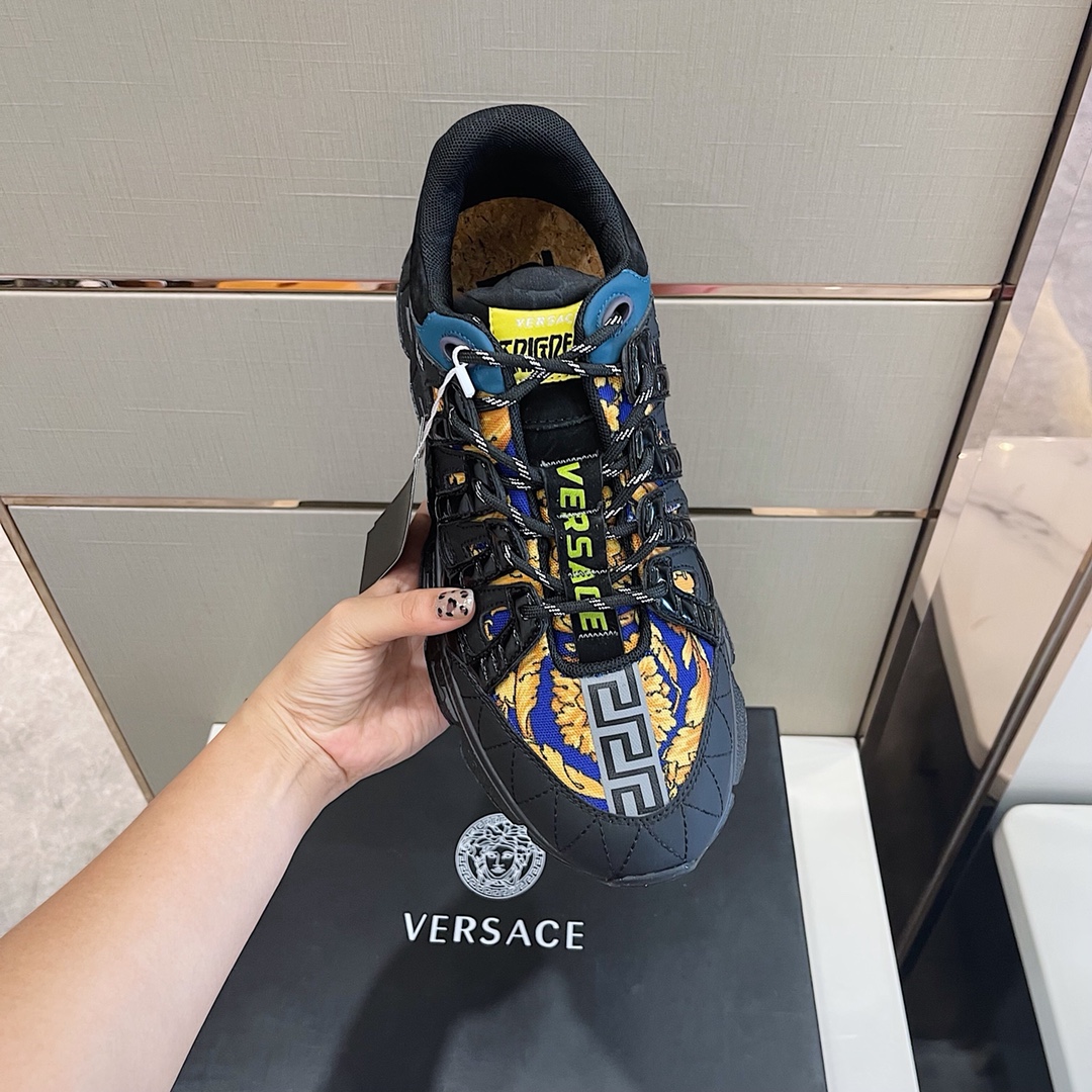 Versace Sneaker Trigreca in Black with Yellow