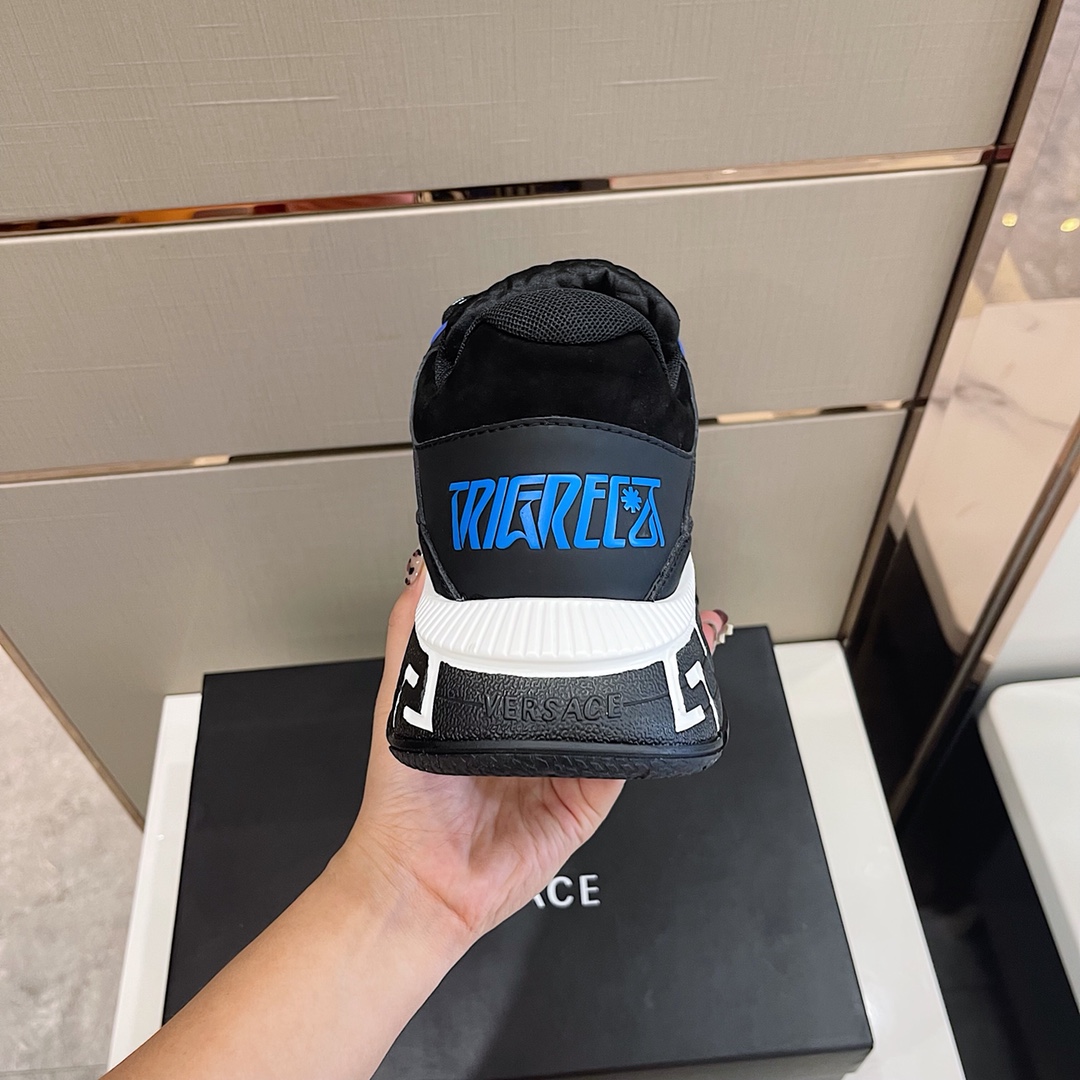 Versace Sneaker Trigreca in Black with Blue