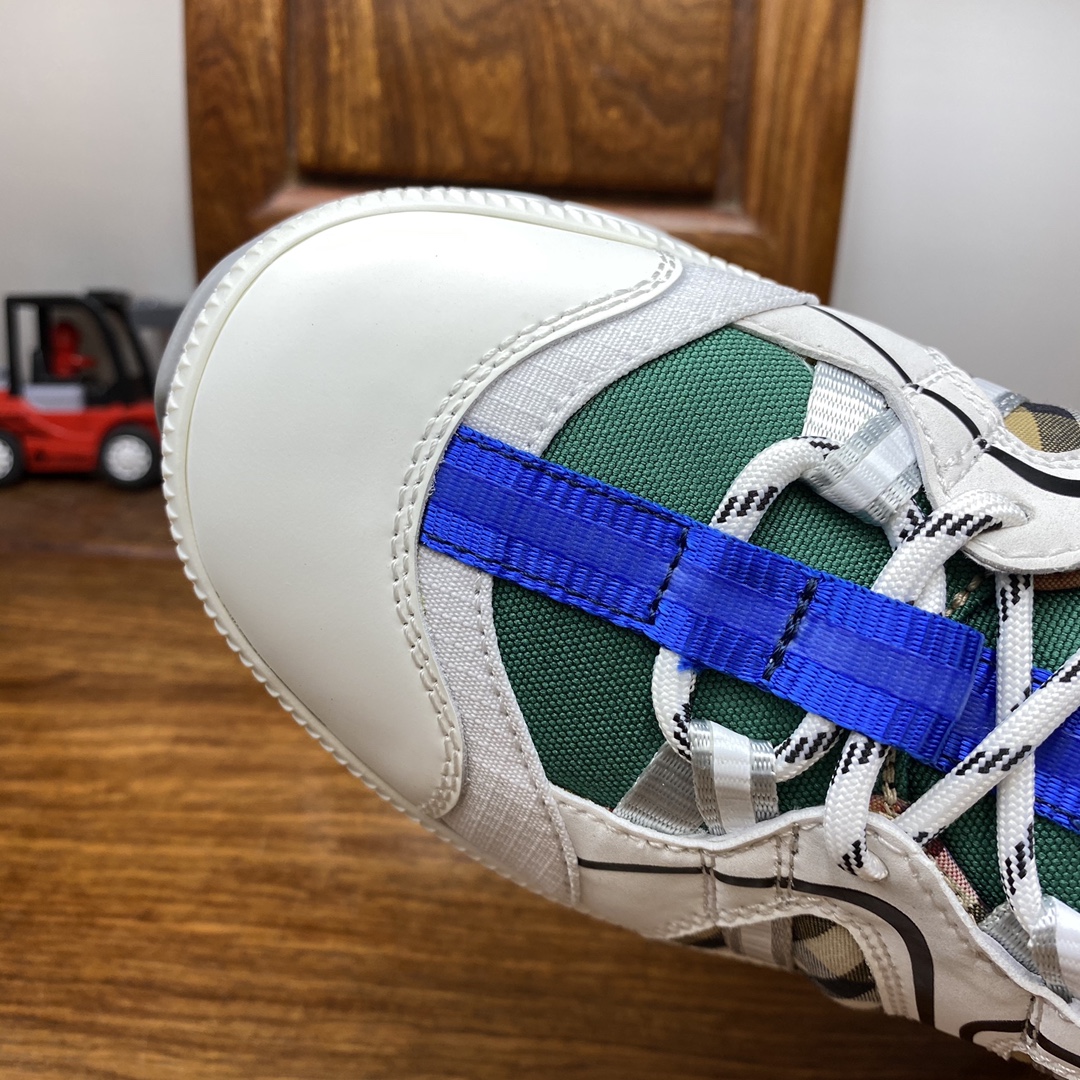 BurBerry Sneaker in White with Blue and Green