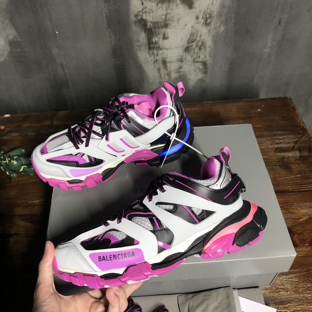 BALENCIAGA Track Trainer LED Sneakers in Pink