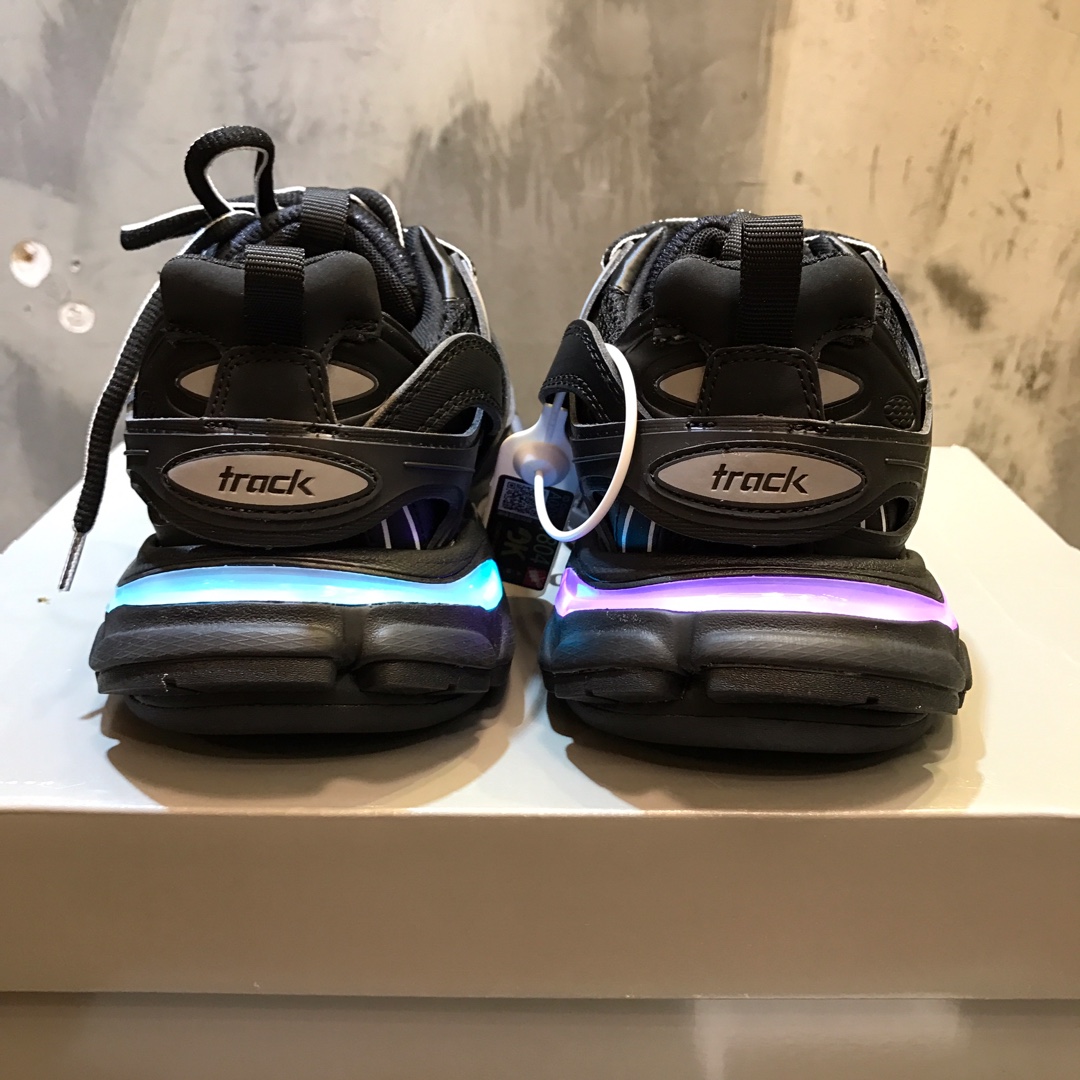 BALENCIAGA Track Trainer LED Sneakers in Black