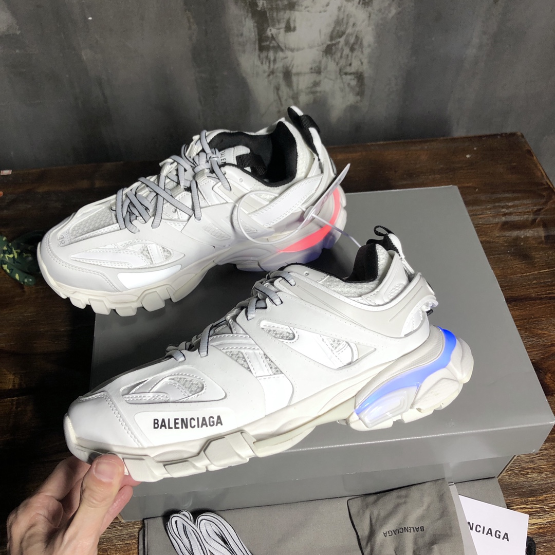 BALENCIAGA Track Trainer LED Sneakers in Beige