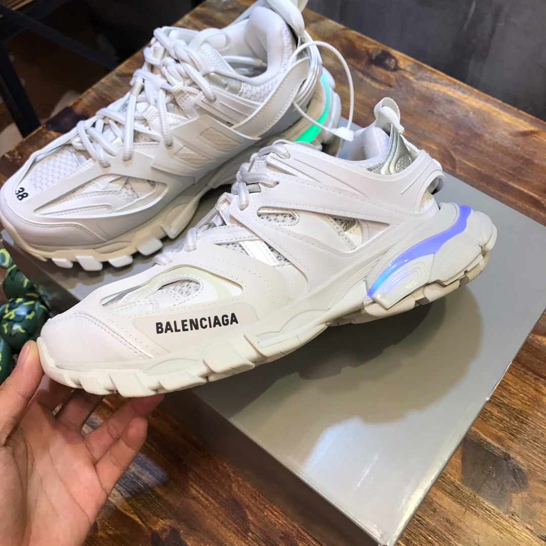 BALENCIAGA Track Trainer LED Sneakers in Beige