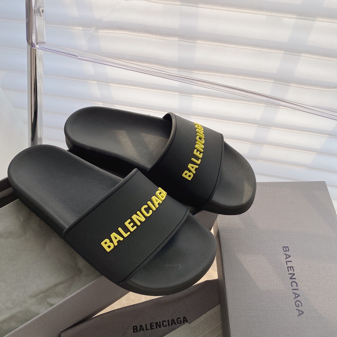 Balenciaga Pool Slide Black with yellow