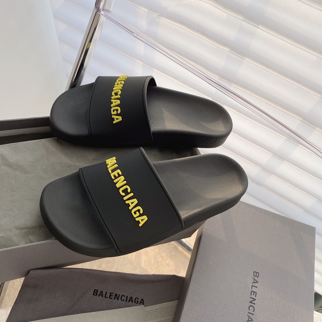 Balenciaga Pool Slide Black with yellow