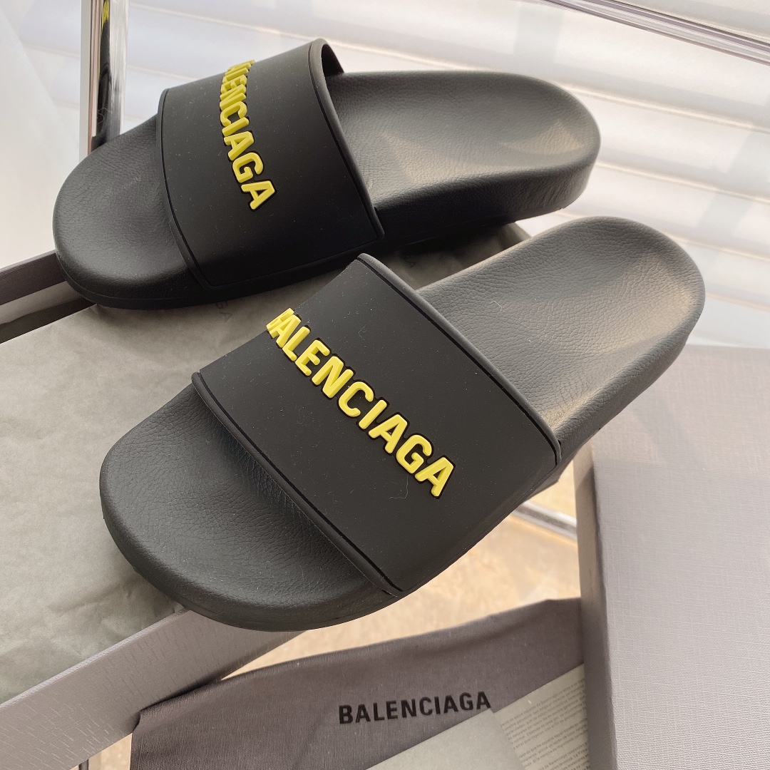 Balenciaga Pool Slide Black with yellow