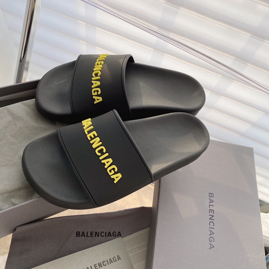 Balenciaga Pool Slide Black with yellow