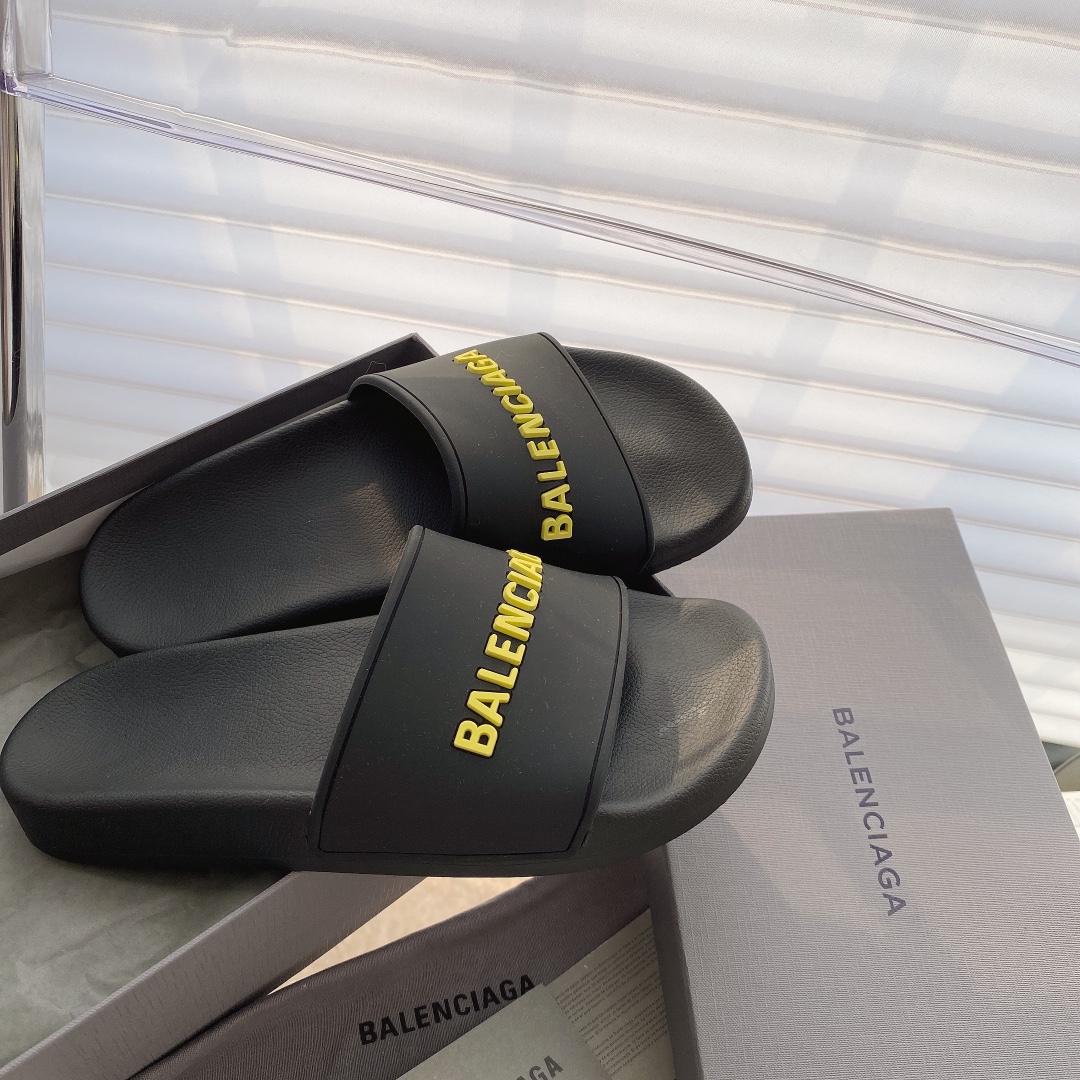 Balenciaga Pool Slide Black with yellow