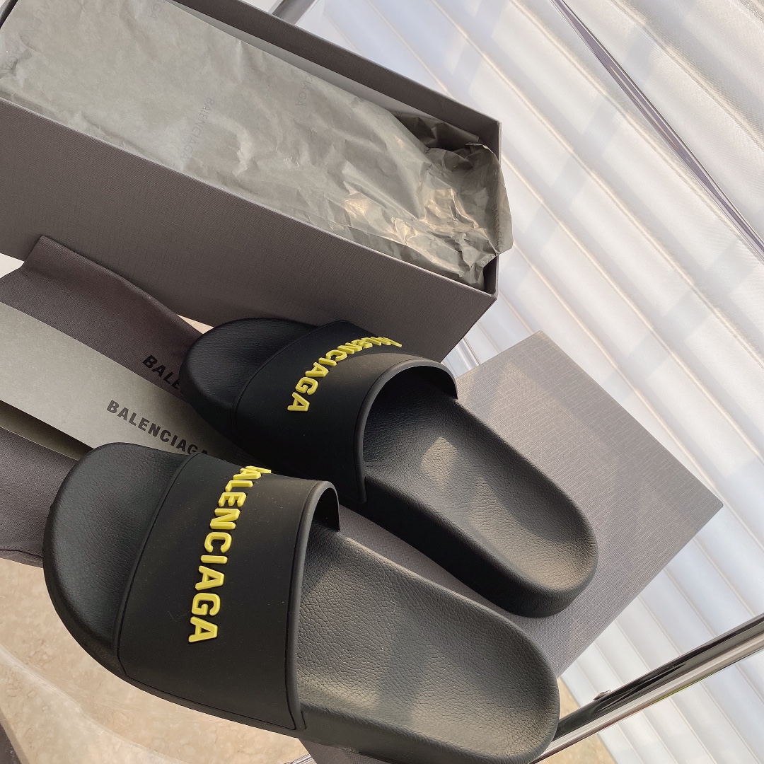 Balenciaga Pool Slide Black with yellow