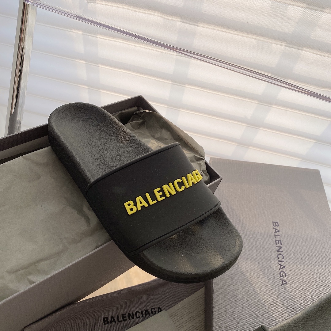 Balenciaga Pool Slide Black with yellow