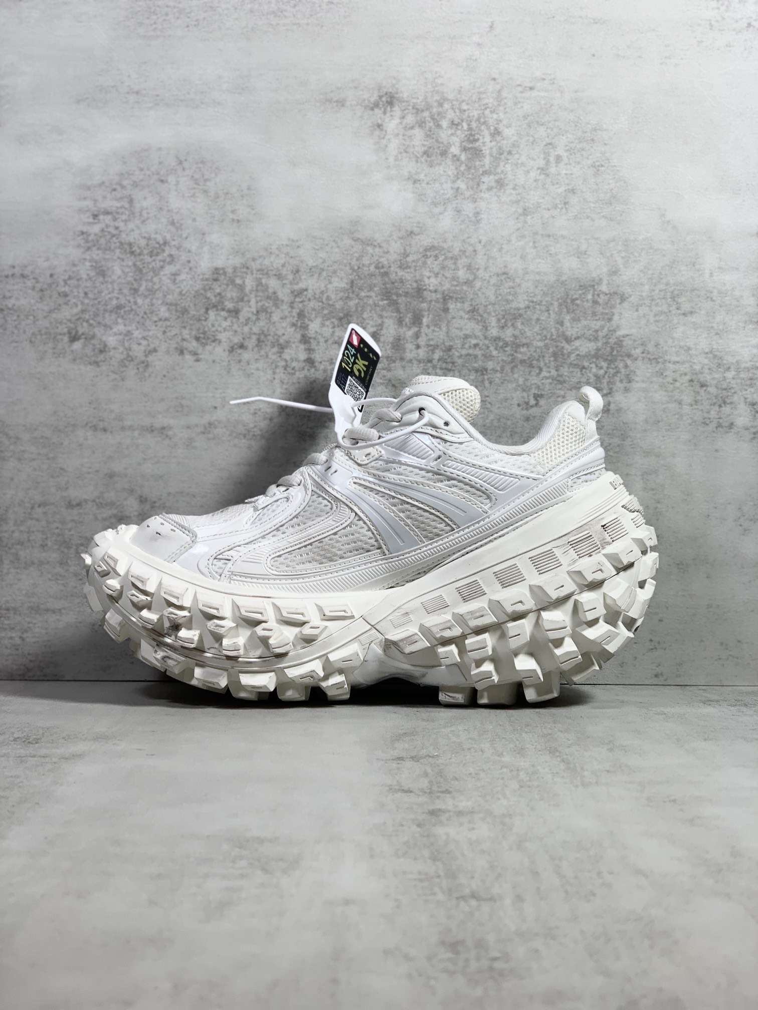 Balenciaga Defender mesh and rubber platform sneakers in white
