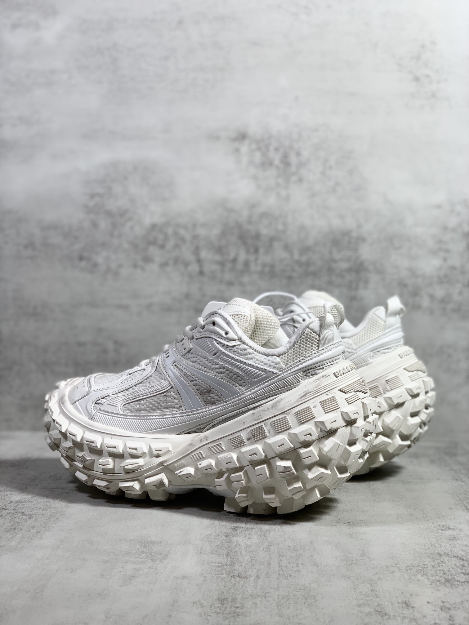 Balenciaga Defender mesh and rubber platform sneakers in white