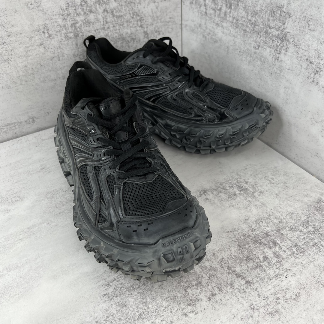 Balenciaga Defender mesh and rubber platform sneakers in black