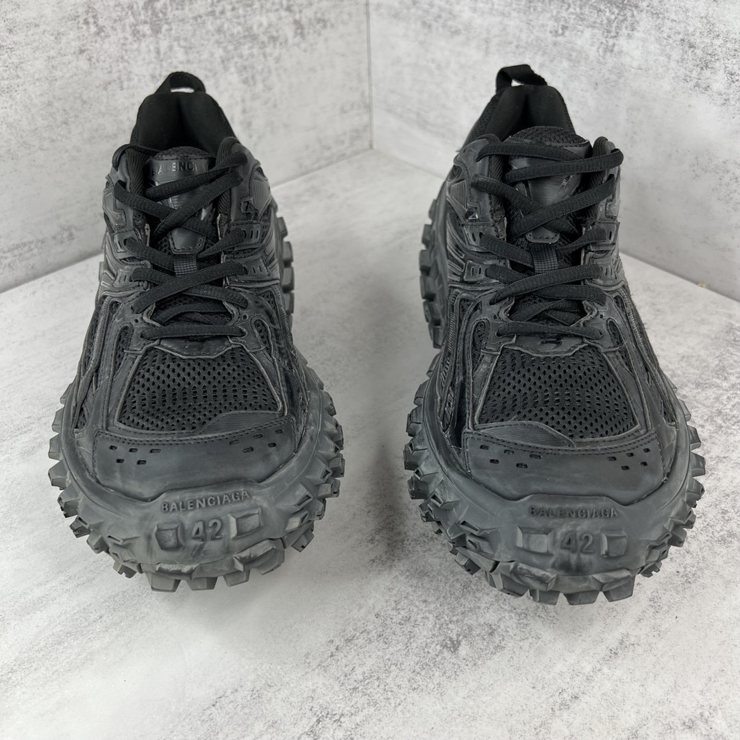 Balenciaga Defender mesh and rubber platform sneakers in black