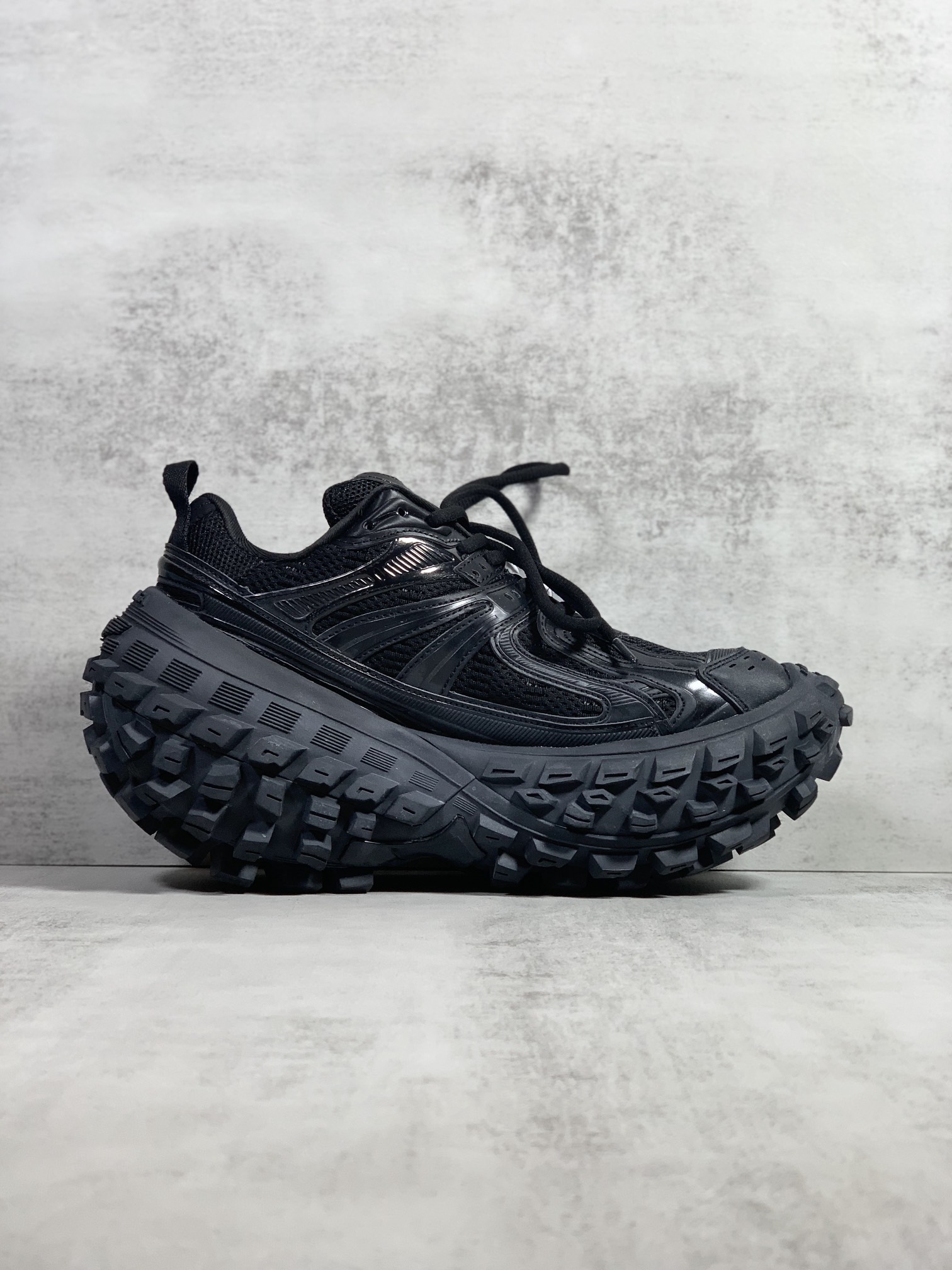 Balenciaga Defender mesh and rubber platform sneakers in black