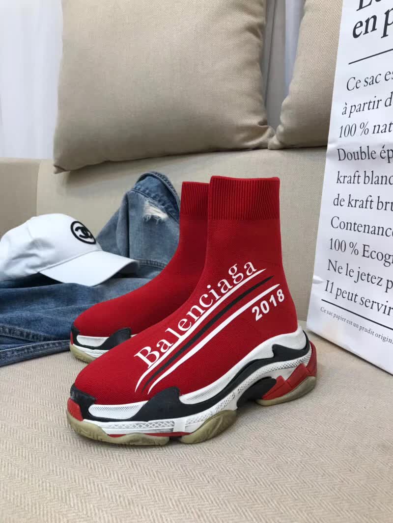 Balenciaga Custom Speed Trainer X Triple S Sneaker Red Triple013